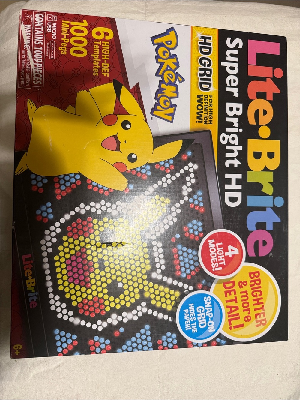 Super Bright HD Pokémon Pikachu LED Peg Toy - Yellow/Black